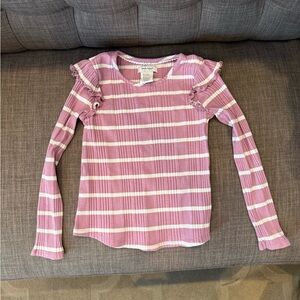 haute hippie Lavender and White Striped Long Sleeve Top